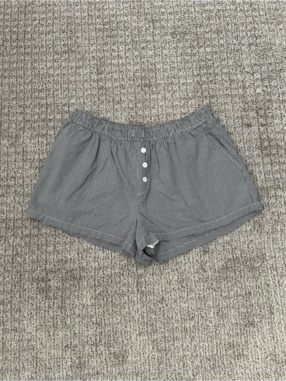 Gray Women's Elastic Waist Button-Front Boxer Shorts